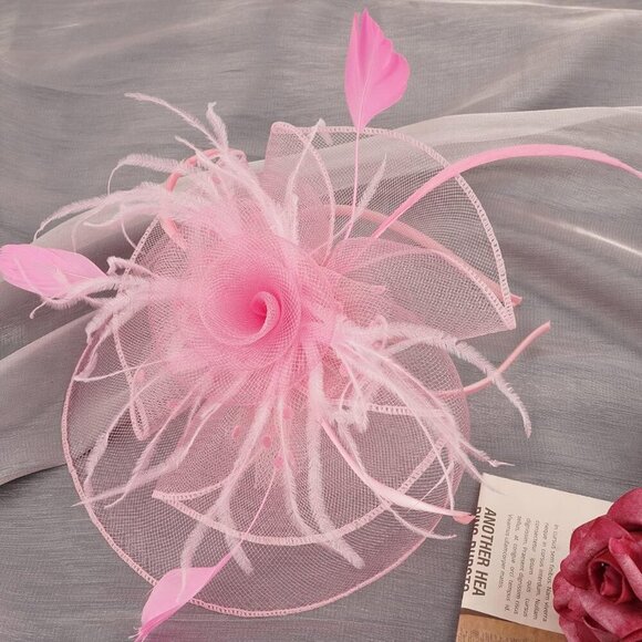 Fascinators for Women Feather Mesh Veil Bridal Wedding Tea Cocktail Hat - Picture 5 of 7
